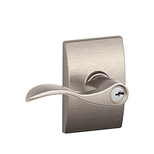Schlage F51A-ACC-619-CEN Accent Lever with Century Trim Keyed Entry Lock in Satin Nickel - F51A ACC 619 CEN