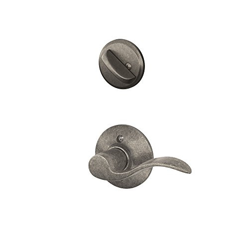 Schlage F59-ACC-621-LH F59 ACC 621 LH Accent Interior Left-Handed Lever with Deadbolt, Distressed Nickel (Interior Half Only)