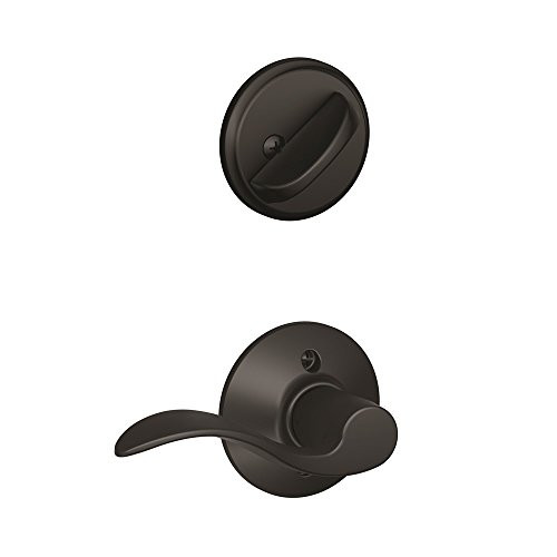 Schlage F59-ACC-622-RH F59 ACC 622 RH Accent Interior Right-Handed Lever with Deadbolt, Matte Black (Interior Half Only)