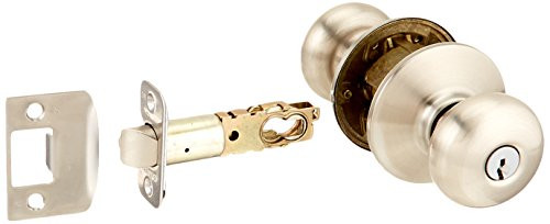 Schlage F51A-PLY-619 F51A PLY 619 Plymouth Knob Keyed Entry Lock, Satin Nickel