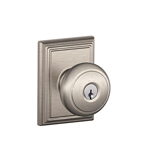 Schlage F51A-AND-619-ADD Lock Company F51AAND619ADD F51A Andover 619 ADD Addison Deco Rose Entry Door Lock Satin Nickel