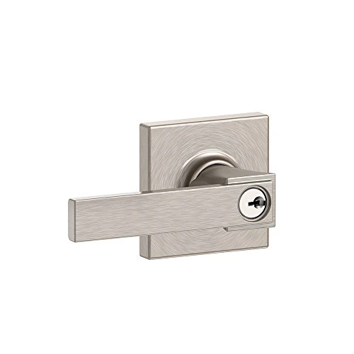 Schlage F51A-NBK-619-COL F51A NBK 619 COL Northbrook Lever with Collins Trim Keyed Entry Lock, Satin Nickel