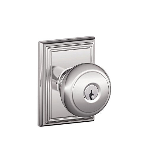 Schlage F51A-AND-625-ADD Lock Company F51AAND625ADD F51A Andover 625 ADD Addison Deco Rose Entry Door Lock Bright Chrome