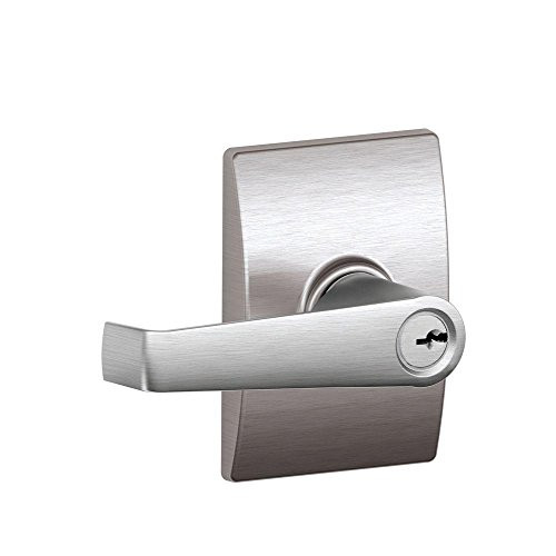 Schlage F51A-ELA-626-CEN F51A ELA 626 CEN Elan Lever with Century Trim Keyed Entry Lock, Satin Chrome