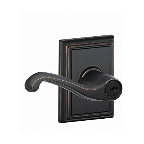 Schlage F51A-FLA-716-ADD F51A FLA 716 ADD Flair Lever with Addison Trim Keyed Entry Lock, Aged Bronze
