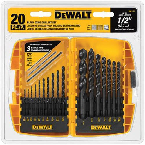 DEWALT 115-DW1177 20PC BLACKOXIDE DRILL BIT SET