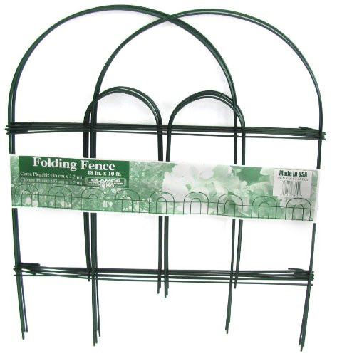 Glamos 611072 Folding Metal Wire Garden Fence, 18-Inch by 10-Foot, Pack of 12 , Green