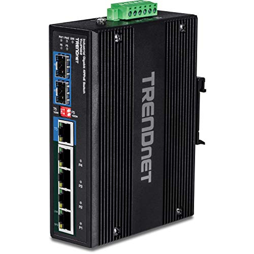 TRENDNET INC TI-UPG62 6-PORT HARDENED INDUSTRIAL GIGABIT ULTRA POE DIN-RAIL SWITCH,LIMITED LIFETIME WA
