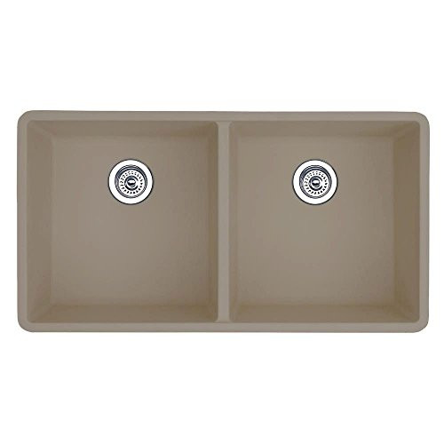 Blanco B517678 - Precis Undermount 29.75x18.2x8 0-Hole Equal Double Bowl Kitchen Sink in Truffle - Truffle.