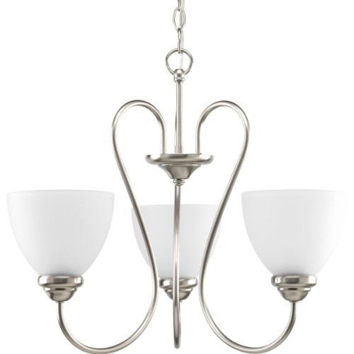 Progress Lighting 94466409 P4664-09 Heart Three Light Single Tier Chandelier With Etched Opal Glass Shades HeartCollection