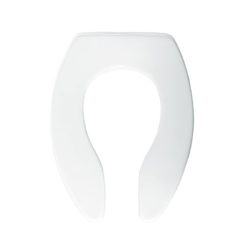 Bemis B1655SSCT000 Elongated Open Front Less Cover Commercial Plastic Toilet Seat in White with STA-TITE Self-Sustaining Check Hinge