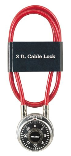 MASTERLOCK 470-1519D CABLE LOCK W/DIAL COMBINATION LOCK RED VINYL S