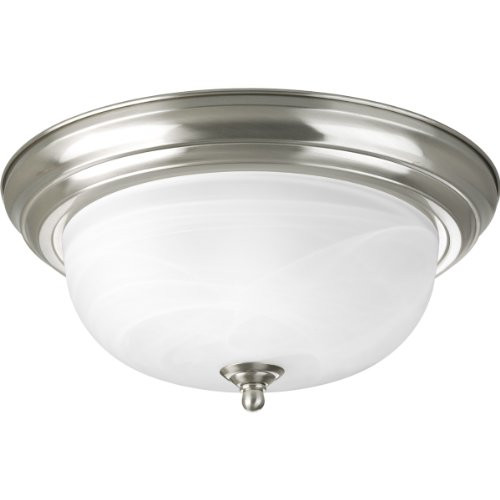 Progress Lighting 94392509 P3925-09 Two Light Flush Mount, Brushed Nickel Finish with Etched Alabaster Glass