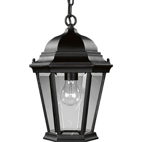 Progress Lighting 94558231 P5582-31 Cast Hanging Lantern with Clear, Beveled Glass, Textured Black