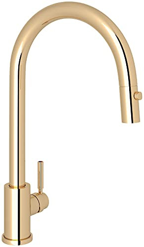 Rohl RU4044EG2 PERRIN & ROWE HOLBORN CONTEMPORARY PULLDOWN KITCHEN FAUCET WITH METAL LEVER HANDLE IN ENGLISH GOLD