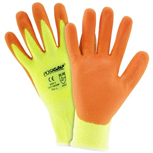 PIP 813-HVY710HSNF/L HI VIS YEL HPPE OR FOAMNIT PALM COAT ANSI 4