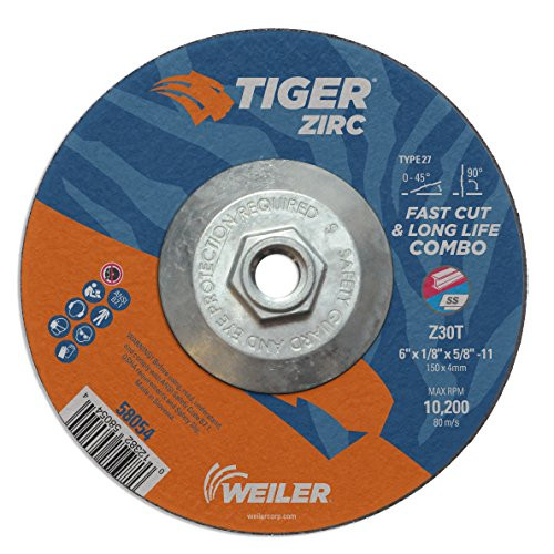 WEILER 804-58054 6 X 1/8 TIGER ZIRC TY27COMB WHL  5/8-11 AH