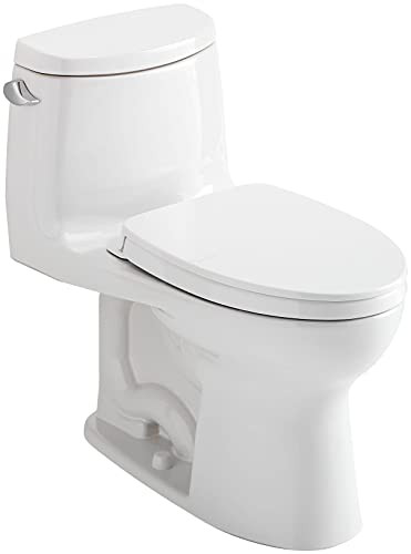 TOTO® UltraMax® II One-Piece Elongated 1.28 GPF Universal Height Toilet with CEFIONTECT and SS124 SoftClose Seat, WASHLET+ Ready, Cotton White - MS604124CEFG#01 The TOTO® UltraMax II One-Piece Elongated 1.28 GPF Universal Height Toilet with