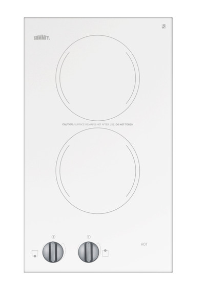 SUMMIT CR2220WHE 12 Wide 220-240V 2-Burner Radiant Cooktop