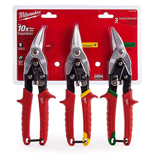 MILWAUKEE HAND TRUCKS MWK48-22-4533 3-Pc Aviation Snips (Left, Right, Straight) Set