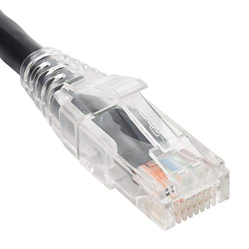 ICC ICPCSP25BK Patch Cord  CAT5e  Clear Boot  25ft. Black  Low Profile  Assembled Snag-Free Strain Relief