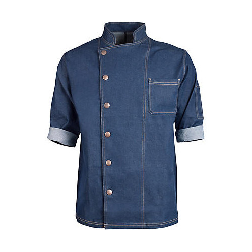 KNG Lg Denim Chef Coat;Front Snap
