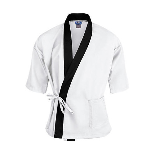 KNG M Sushi Chef Coat;White/Black 3/4 Sleeve