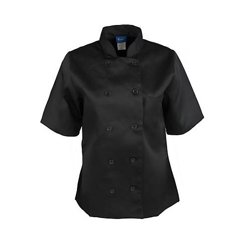 KNG Sm Ladies Chef Coat;Black Short Sleeve