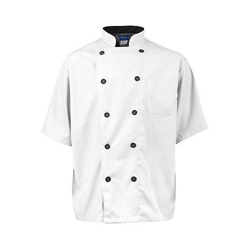 KNG Active Chef Coat;Sm Mens White/Black SS