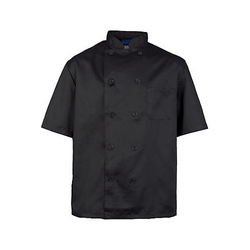 KNG Lg Mens Chef Coat;Black Short Sleeve