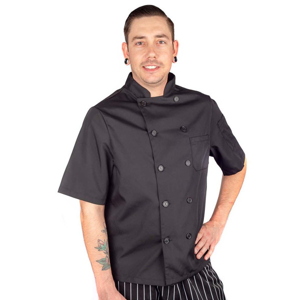 KNG Lg Mens Chef Coat;LW Mesh Short Slv Black