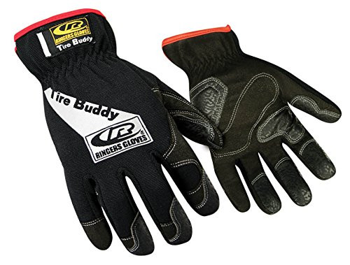 Ringers Gloves RG103-10 Tire Buddy, Rubberized Clarino Zeus fingers, Black, Large