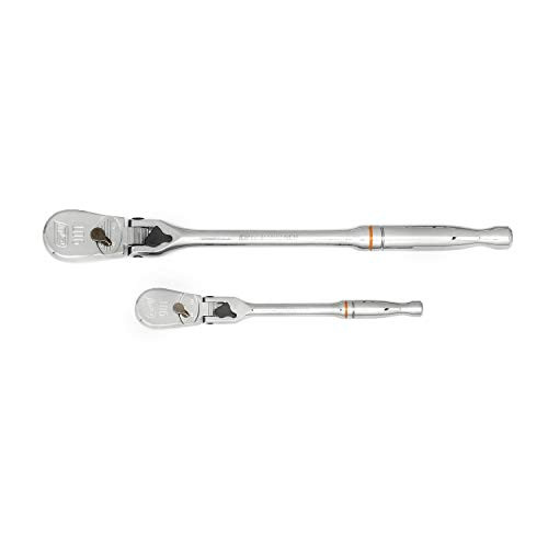 Apex GWR81274T GEARWRENCH 2 Pc. 1/4" & 3/8" Drive 90 Tooth Locking Flex Head Teardrop Ratchet Set -