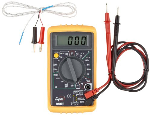 Supco DM10T Economy Digital Multimeter with Temperature Reading, 32 to 74 Degrees F, 750 AC Volts