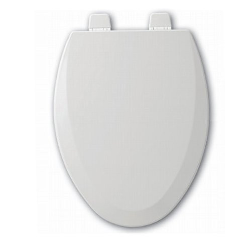 Bemis B1500TTT000 Elongated Enameled Wood Toilet Seat in White with Top-Tite STA-TITE and Precision Seat Fit Adjustable Hinge