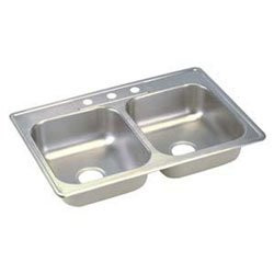 Elkay DJ233223 Elkay Kitchen Sink Satin Stainless Steel Top Mount 3 Holes