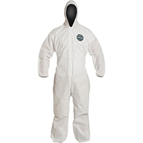 COVERALL SMS ZIPPER STOR M FLAP HOOD ELASTIC WR & � ProShield� 10 (SMS) garments have been optimized for comfort, softness and breathability � Zipper features semi-automatic locking slider allowing puller to stay down, in locked position � Attached