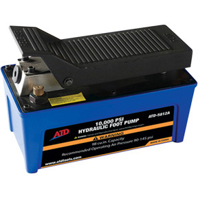 ATD Tools ATD-5812A A compact, powerful Air Turbo Motor is equipped to raise the load to the desired height efficiently, effortlessly and safely, U.S. Patent No. 5,341,723  High strength aluminum reservoir is lightweight and corrosion resistant 