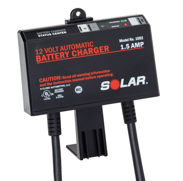 SOLAR SOL-1002 1.5 Amp Underhood 12v Automatic Battery Charger Part #