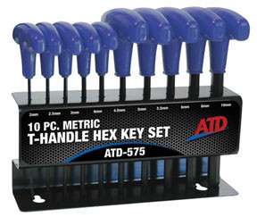 ATD Tools ATD-575 () 10-Piece Metric T-Handle Hex Key Set