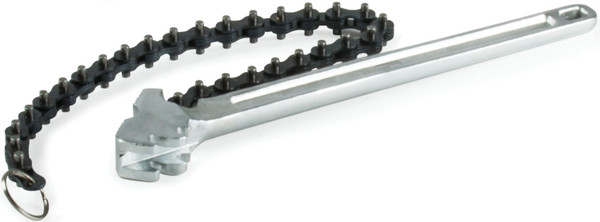 Titan TTN-21370 Rated pipe capacity: 2 (50mm)  Actual outside diameter capacity: 4 (100mm)   Chain length: 15 (381mm)