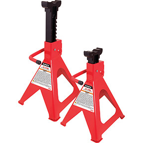 Sunex Tools SUU-1012C Used in pairs for supporting automotive vehicles after lifting Four legged steel base with pads for stability. Ductile iron support column with ratchet teeth provides multiple height positions. Self-Locking handle and pawl