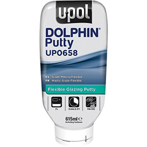 U-POL Products UPL-UP0658 Dolphin Flexible Glazing Putty is a dual application premium finishing putty for filling dents and imperfections on both plastic and metal substrates, like bare metal, aluminum and galvanized steel.