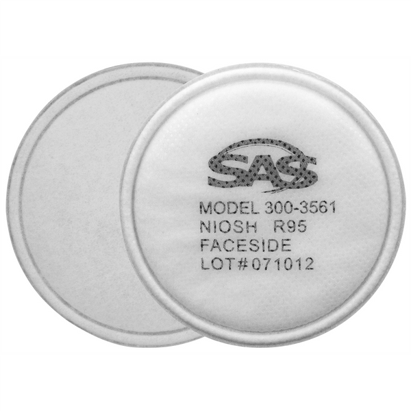 SAS Safety SAS-300-1070 (95% filter efficiency level) Effective against all particulate aerosols; time use restrictions may apply  Quantity: 12 pairs per box 300-1071