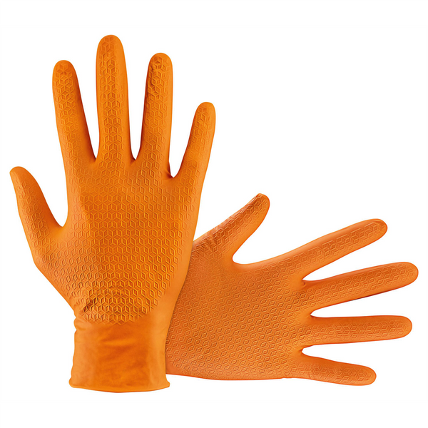 SAS Safety SAS-66474 Powder-free exam grade nitril  Patent Pending 3D Cube Grip  High-visibility orange color  Exceptional chemical and puncture resistance  Maximum comfort allows for extended wear