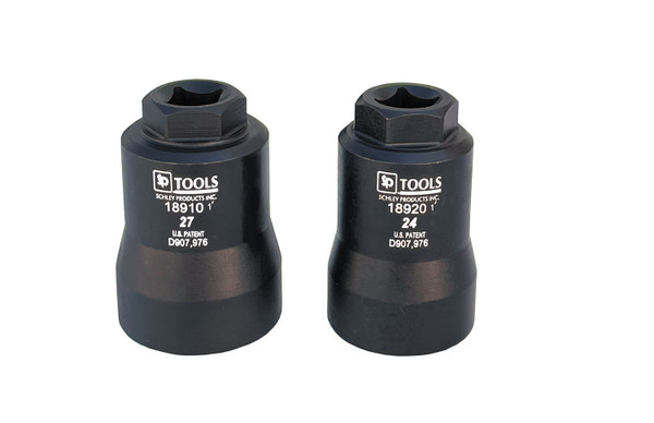 Schley Products SLY-18900 Set includes 24mm and 27mm sockets with 3/8-drive  Compact design to reach confined areas  Works with sensors on import or domestic and gas or diesel engines  6-point design easily removes sensors