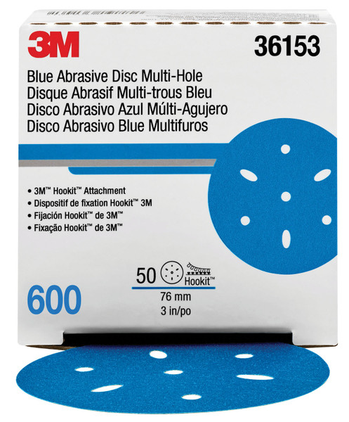 3M Company MMM-36153 Hookit Blue Abrasive Disc Multi-hole 3 600G