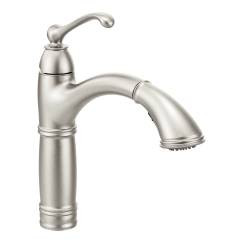 CSI S73709SRS Moen Brookshire One Handle High Arc Pullout Kitchen Faucet, Spot Resist Stainless