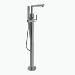CSI S93005 Moen BN Arris Floor Mounted One-Handle Tub Filler with Hand Shower and Tub Risers, Brushed Nickel