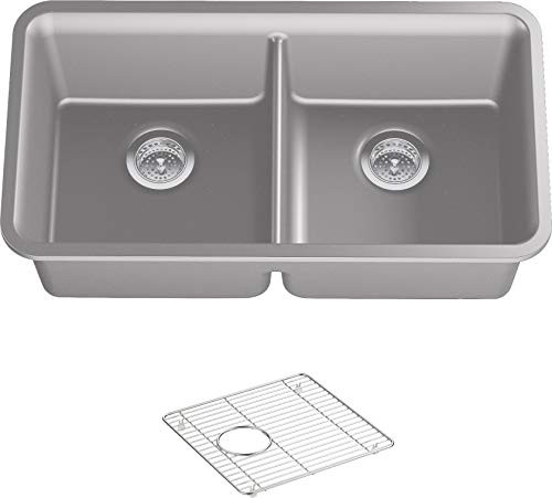 Kohler K-8199-CM4 Kohler Cairn Undermount Dbl Equal Sink W/Rack